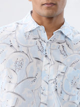 Men Shirt Print Blue Regular Fit