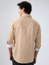 Men Shirt Print Beige Regular Fit
