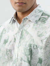 Men Shirt Print Green Regular Fit