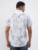 Men Shirt Print Grey Regular Fit