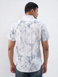 Men Shirt Print Grey Regular Fit