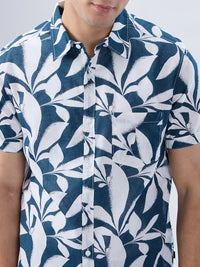 Men Shirt Print Blue Navy Regular Fit