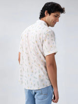 Men Shirt Print Off White Regular Fit