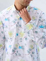 Men Shirt Print Off White Regular Fit