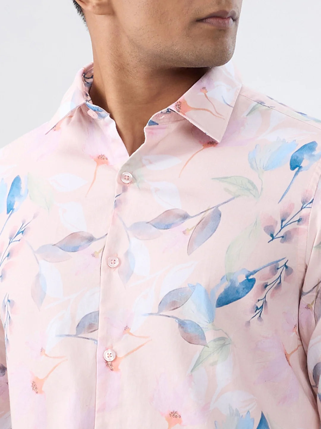 Men Shirt Print Pink Regular Fit