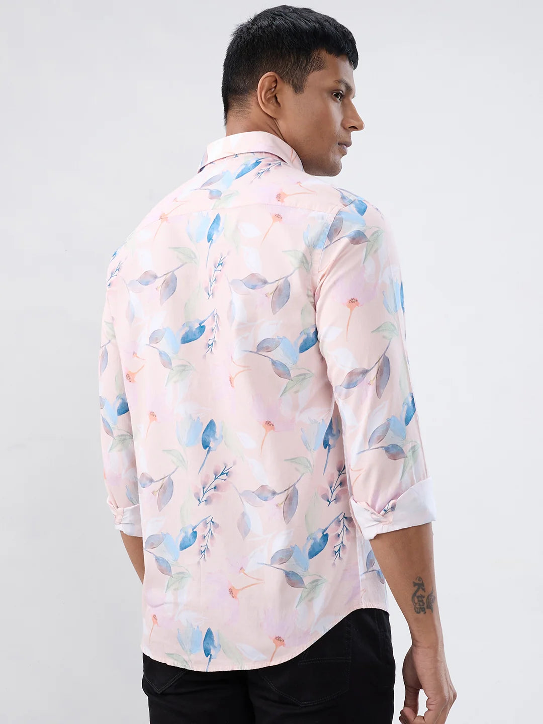 Men Shirt Print Pink Regular Fit