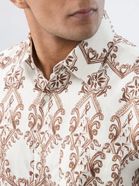 Men Shirt Print Off White Regular Fit