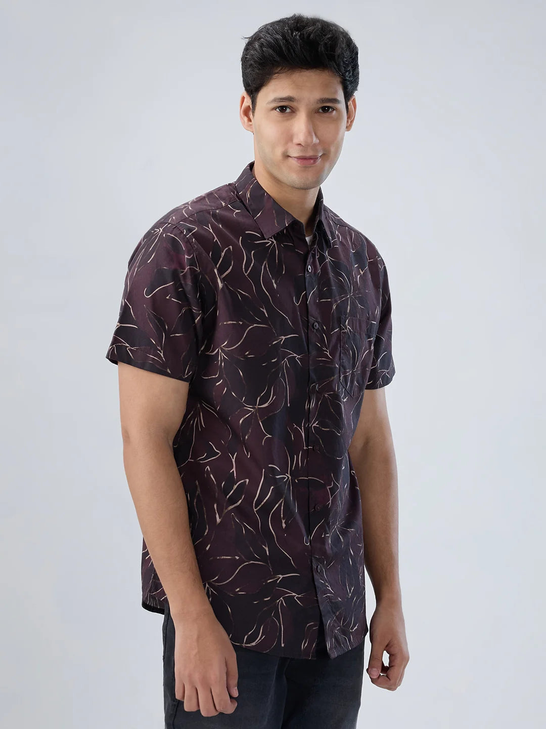 Men Shirt Print Red Regular Fit