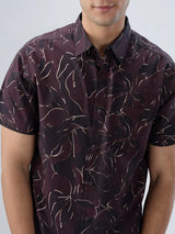 Men Shirt Print Red Regular Fit
