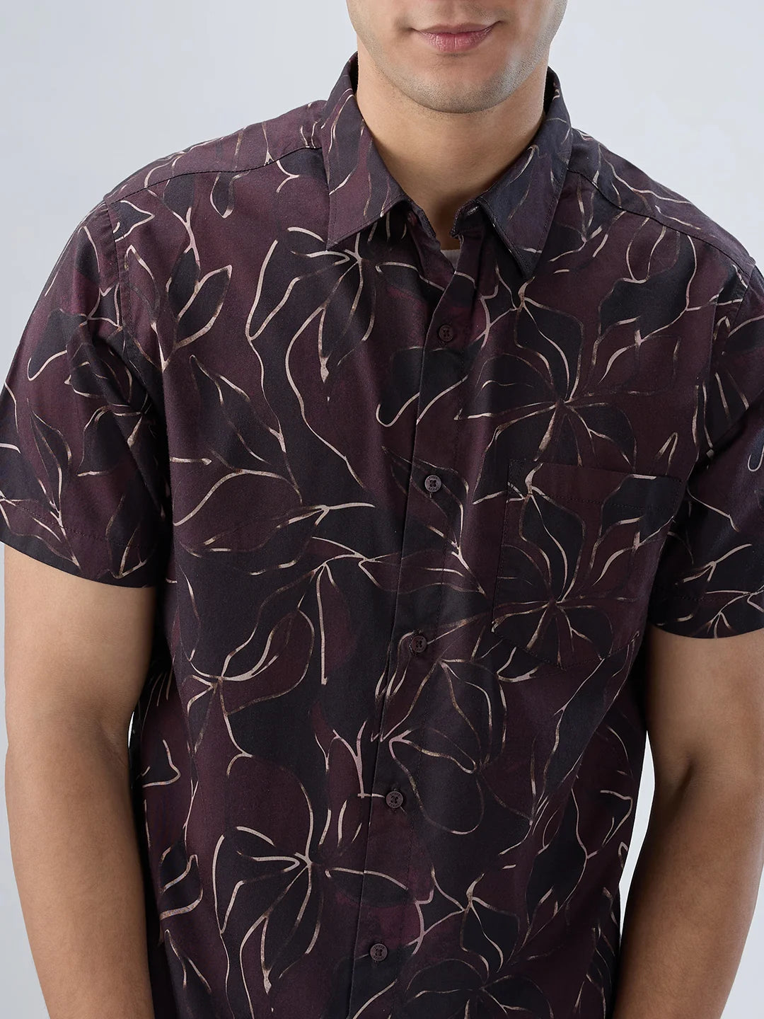 Men Shirt Print Red Regular Fit