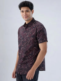 Men Shirt Print Red Regular Fit