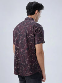 Men Shirt Print Red Regular Fit