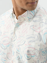 Men Shirt Print Off White Regular Fit