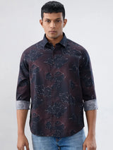 Men Shirt Print Red Regular Fit