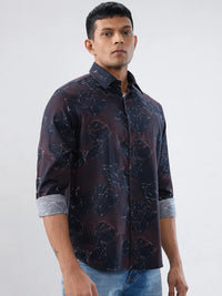 Men Shirt Print Red Regular Fit