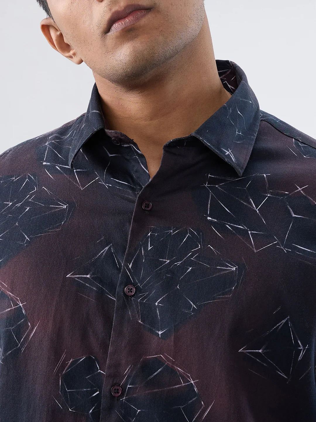 Men Shirt Print Red Regular Fit