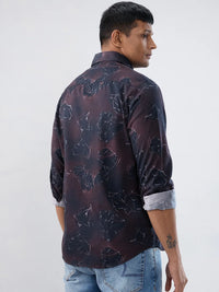 Men Shirt Print Red Regular Fit