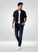 Men Shirt Print Black Regular Fit