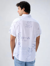 Men Shirt Print White Regular Fit
