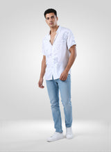 Men Shirt Print White Regular Fit