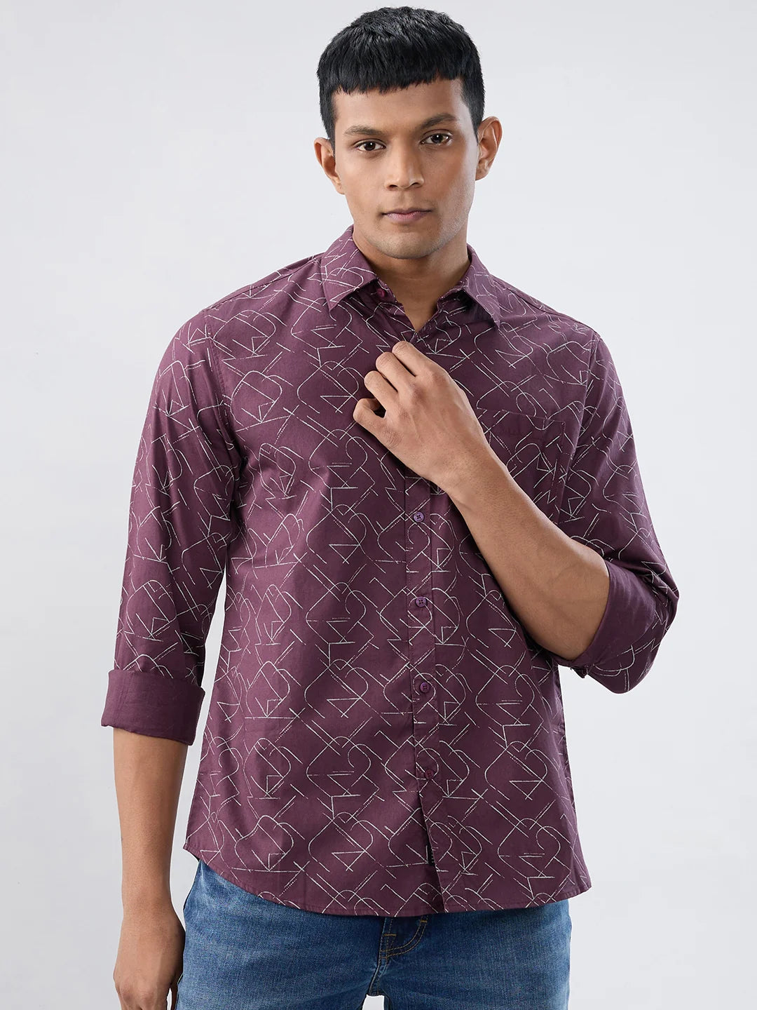 Men Red Print Regular Fit Shirt