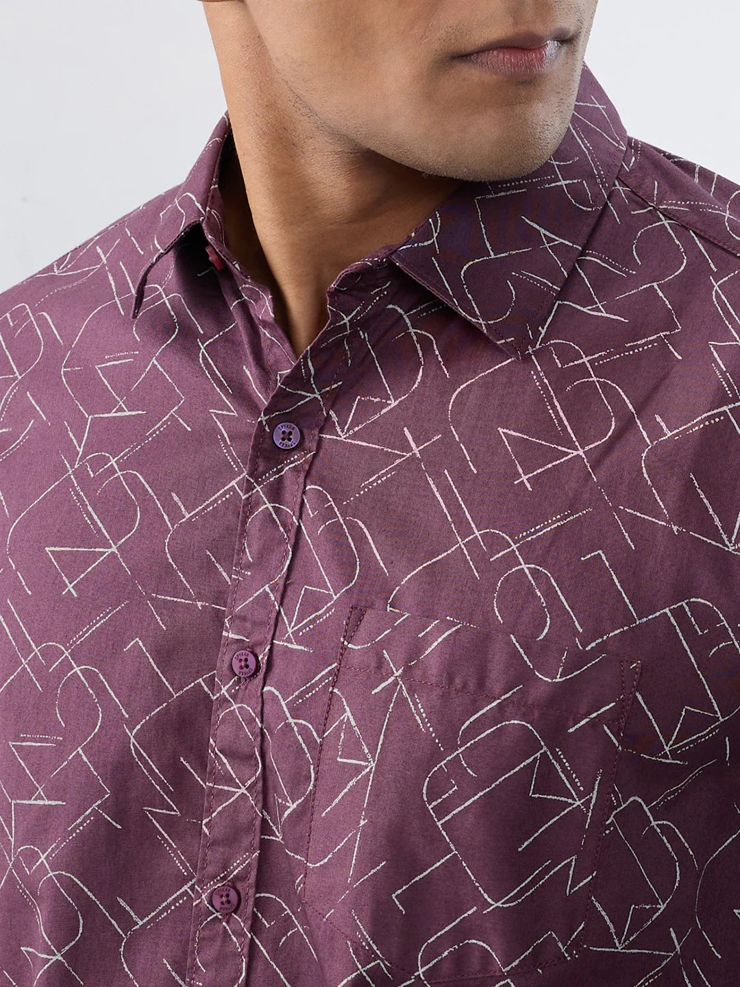 Men Shirt Print Red Regular Fit