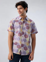 Men Shirt Print Beige Regular Fit