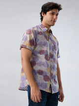 Men Shirt Print Beige Regular Fit