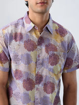 Men Shirt Print Beige Regular Fit