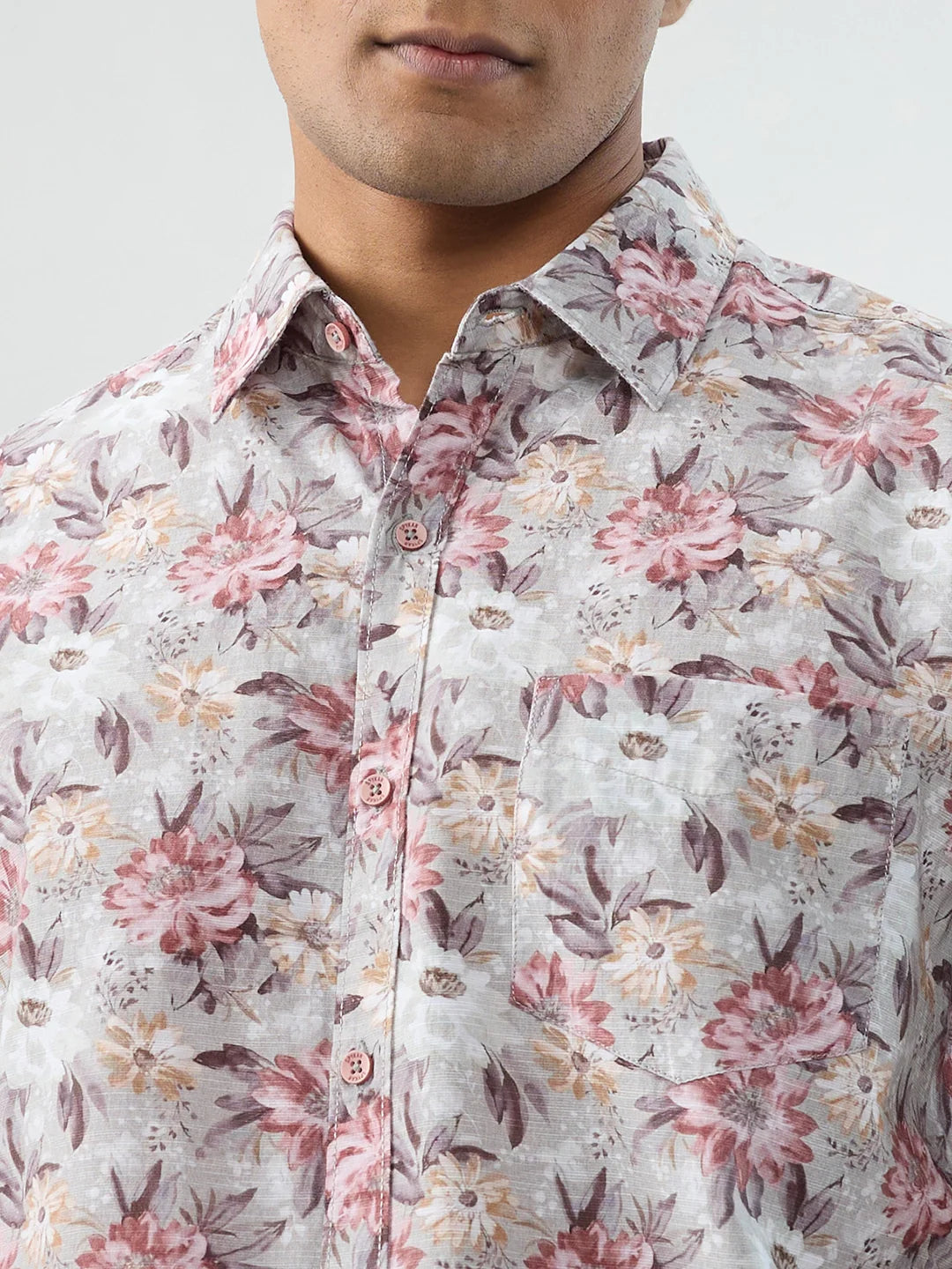 Men Shirt Print Red Regular Fit