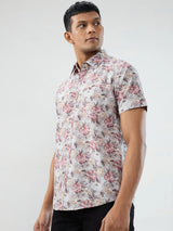 Men Shirt Print Red Regular Fit
