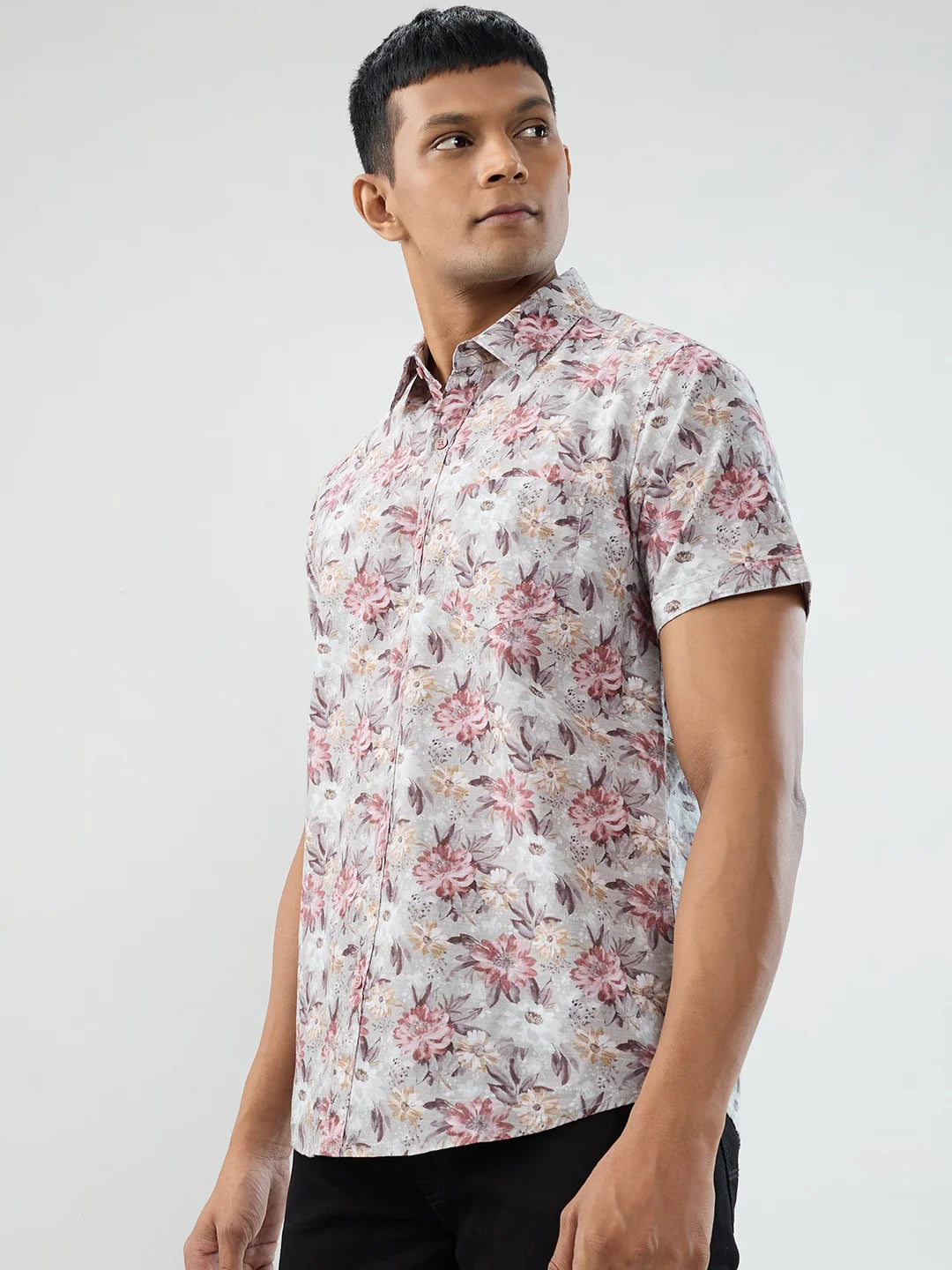 Men Shirt Print Red Regular Fit
