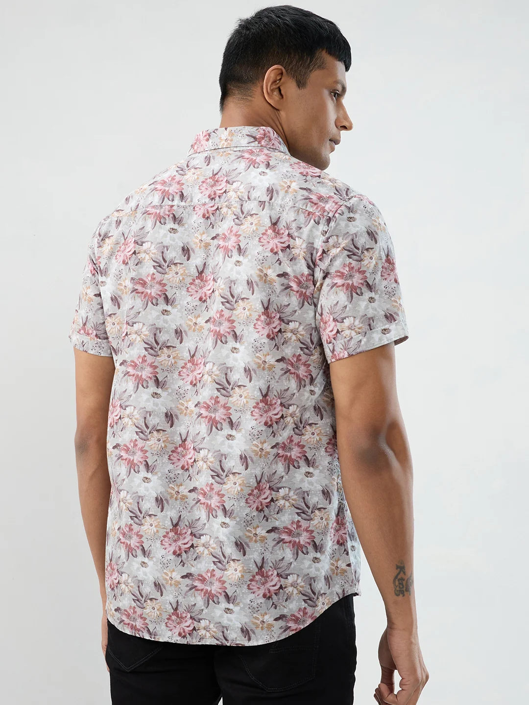 Men Shirt Print Red Regular Fit