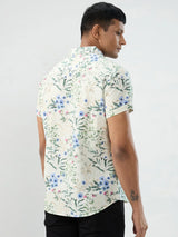 Men Shirt Print Off White Regular Fit