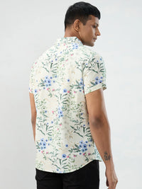 Men Shirt Print Off White Regular Fit