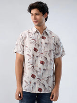 Men Shirt Print Off White Regular Fit