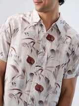Men Shirt Print Off White Regular Fit