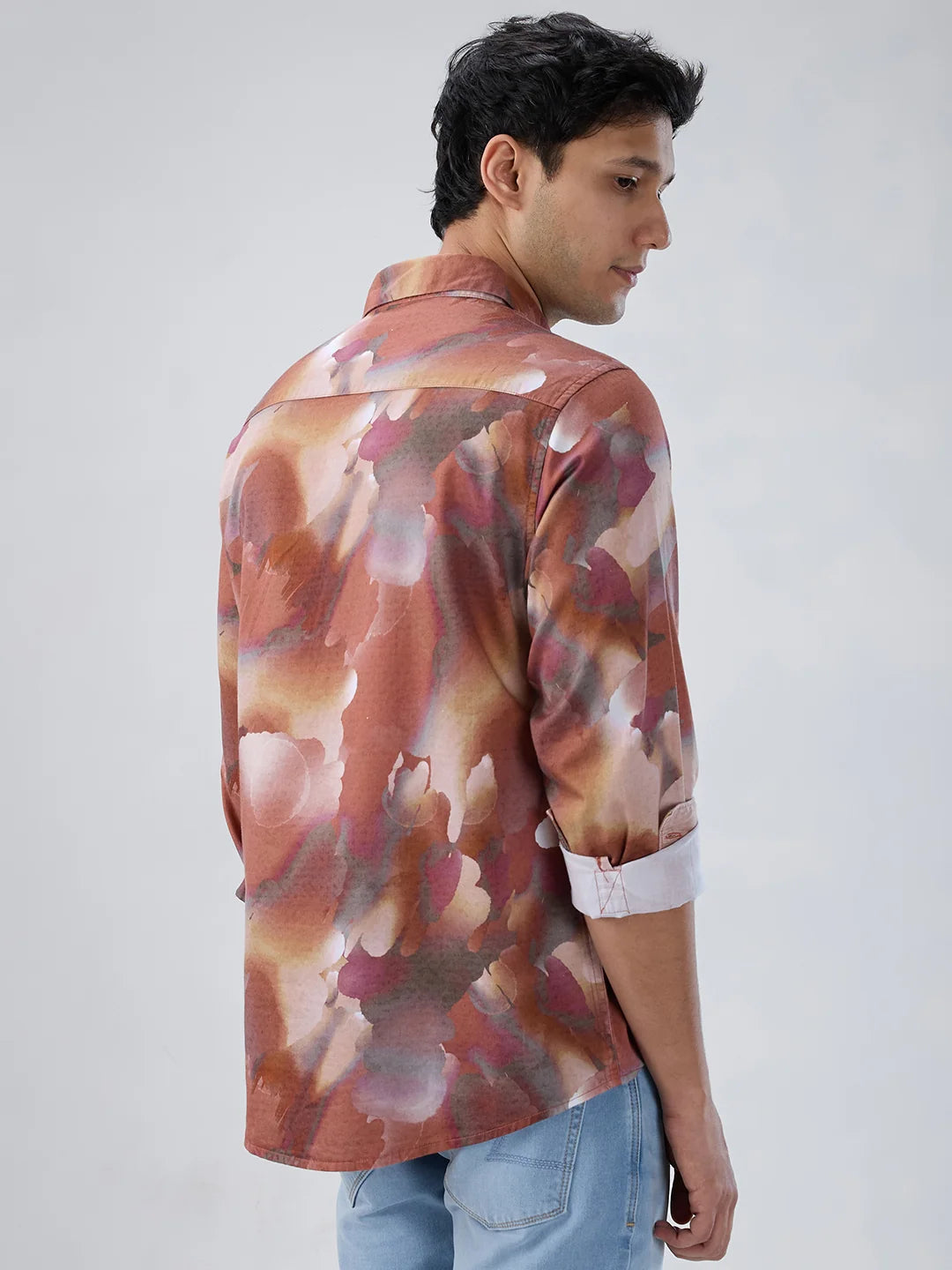 Men Shirt Print Red Regular Fit