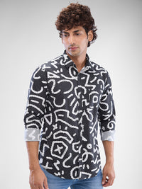 Men Shirt Grey Raised Collar