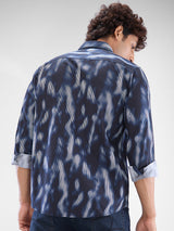 Men Shirt Print Black Slim Fit