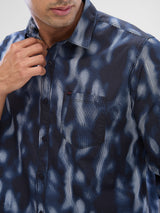 Men Shirt Print Black Slim Fit