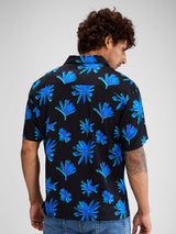 Men Shirt Print Black Relaxed Fit