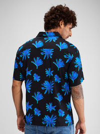 Men Shirt Print Black Relaxed Fit