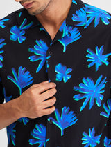 Men Shirt Print Black Relaxed Fit