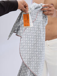 Men Shirt Print Grey Slim Fit