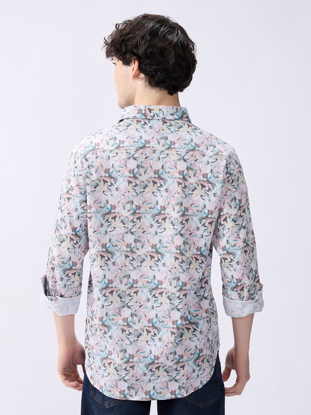 Spykar Rose Cloud Pink Slim Fit Casual Shirts For Men