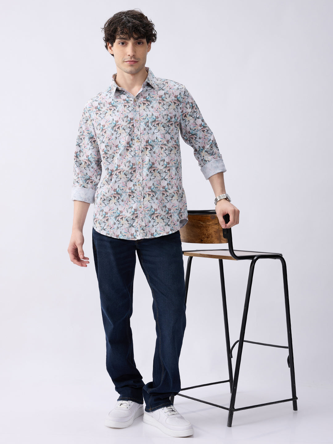 Spykar Rose Cloud Pink Slim Fit Casual Shirts For Men