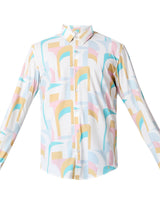 Men Shirt Print White Slim Fit