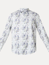 Men Shirt Print Moss Grey Slim Fit