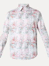 Men Shirt Print Pink Slim Fit